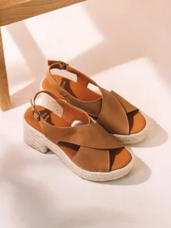 AGATHA - Women's leather espadrille with wide heel
