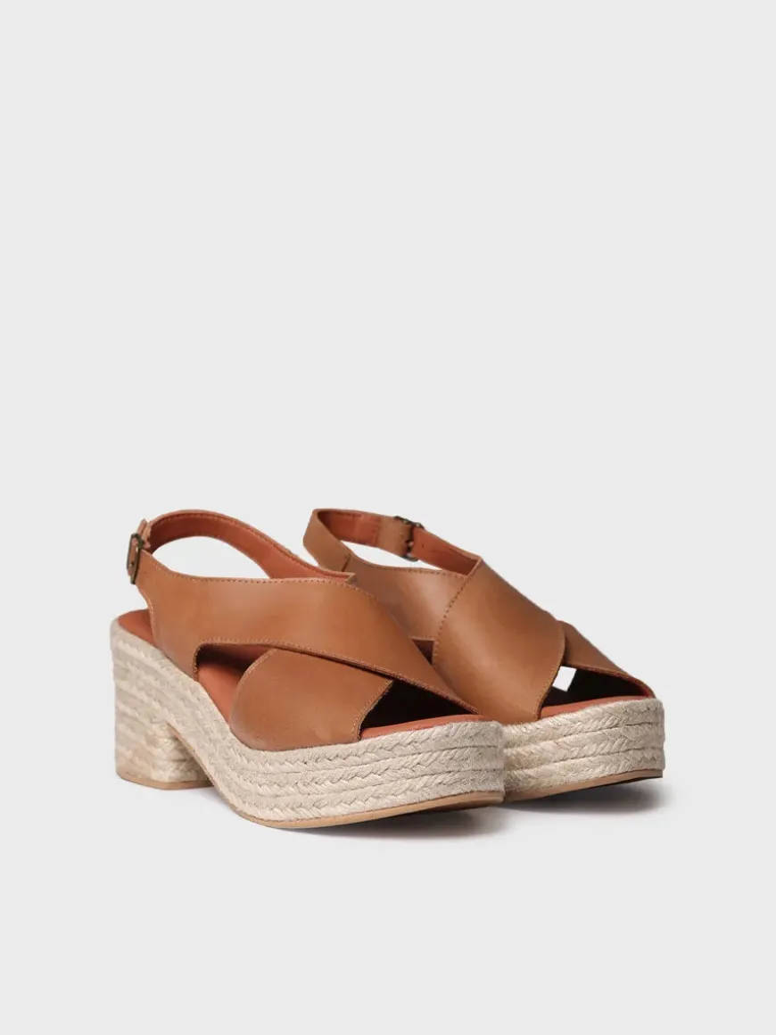 AGATHA - Women's leather espadrille with wide heel