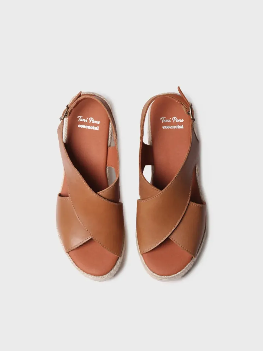AGATHA - Women's leather espadrille with wide heel