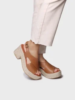 AGATHA - Women's leather espadrille with wide heel