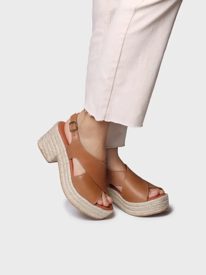 AGATHA - Women's leather espadrille with wide heel