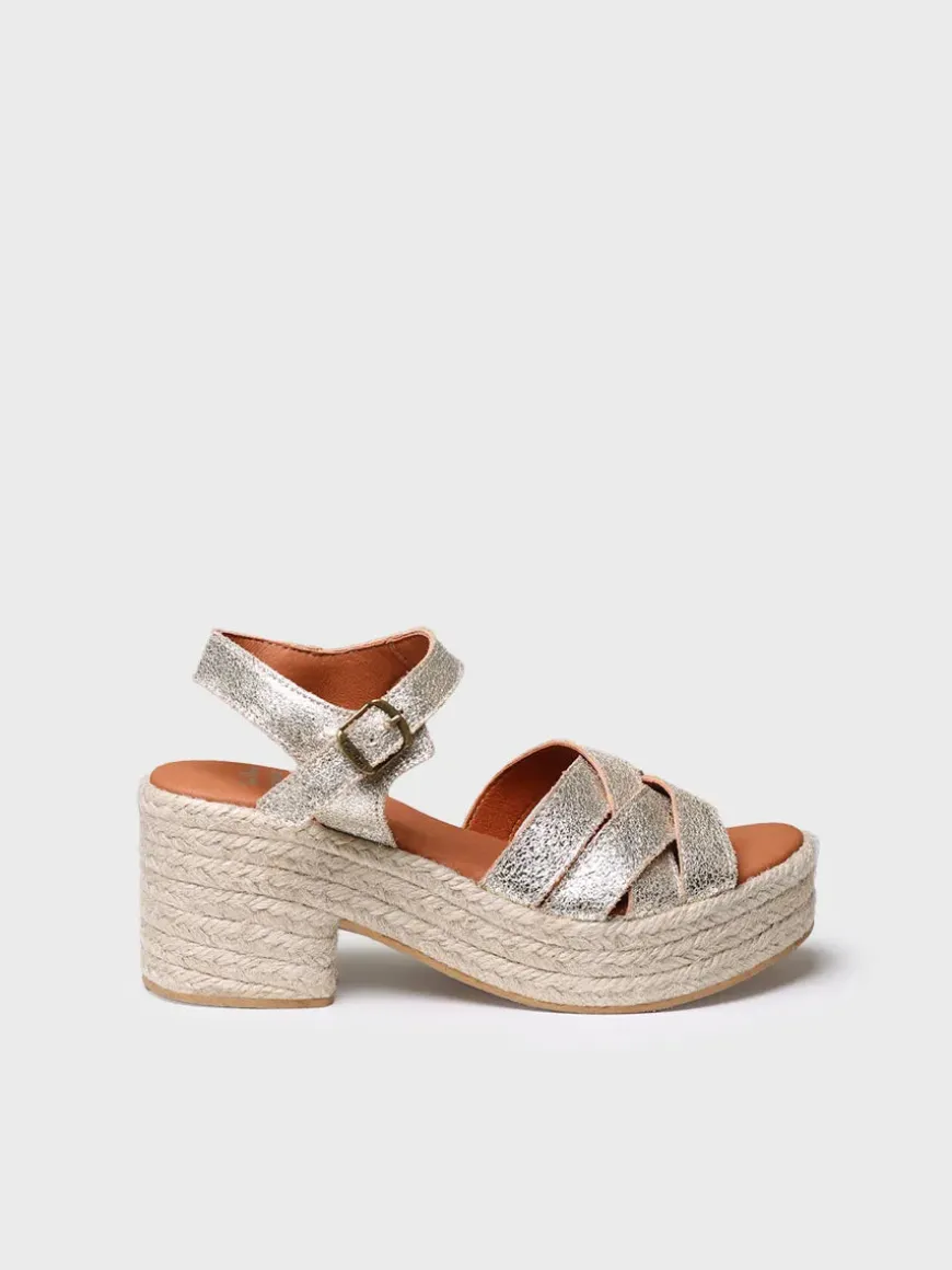 AINOA - Women's leather espadrille with shiny finish