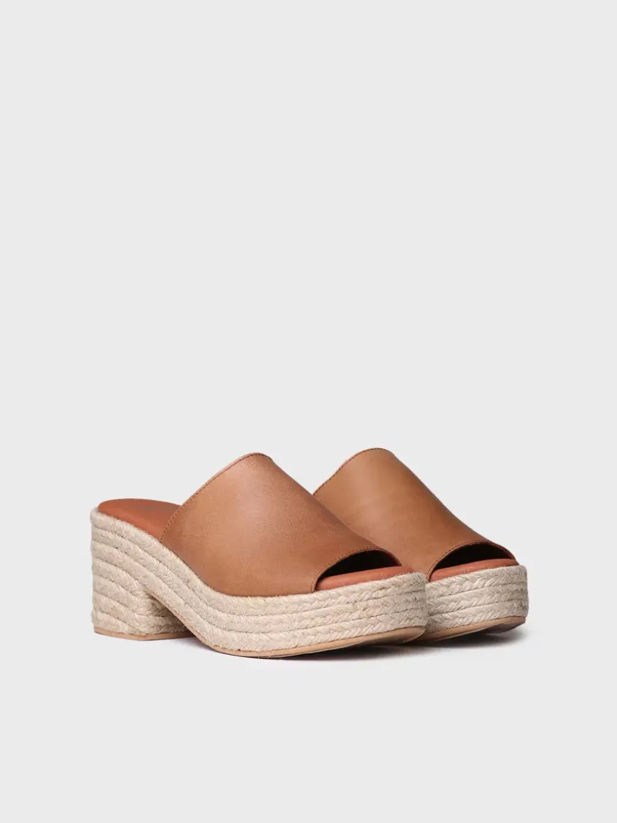 ANDREA - Leather espadrilles with wide heel