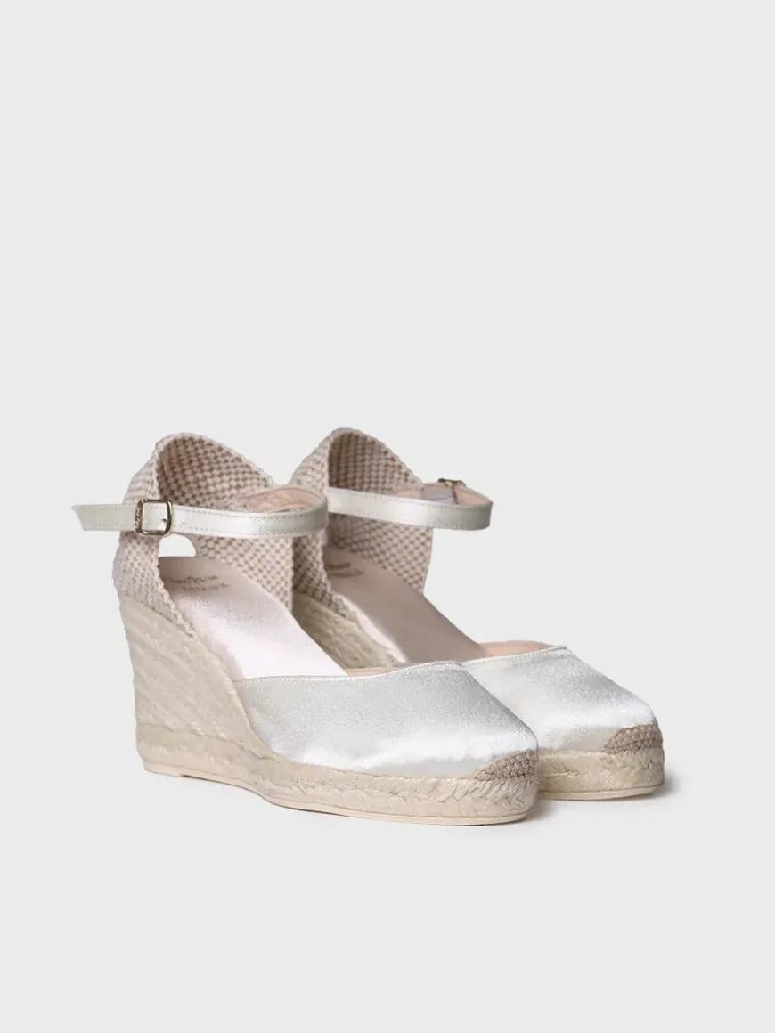 AUDREY - Bridal wedge espadrilles in satin