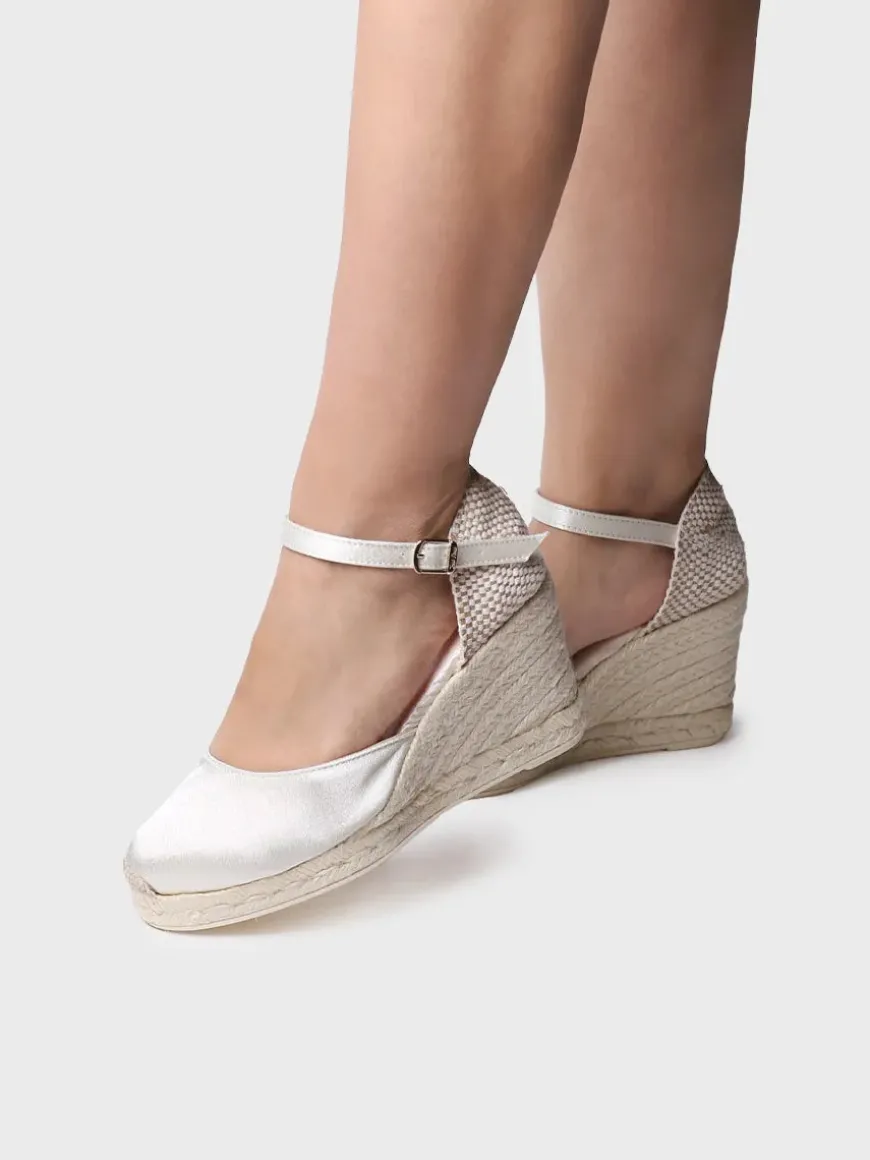 AUDREY - Bridal wedge espadrilles in satin