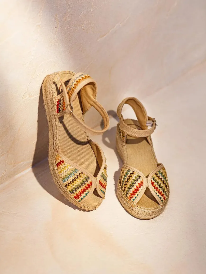 BELLA-MA - Women's espadrille with medium wedge in multicolour raffia
