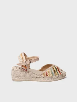 BELLA-MA - Women's espadrille with medium wedge in multicolour raffia