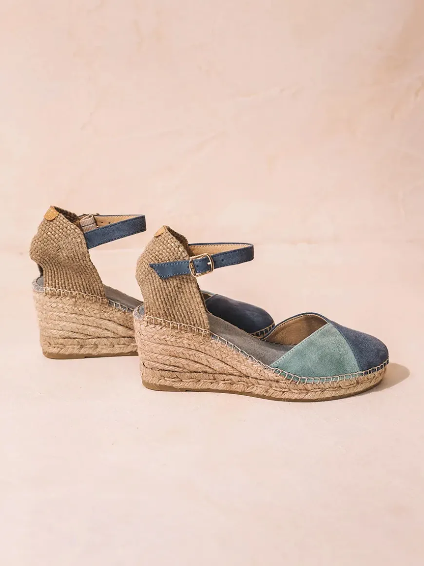 BERAL - Women's espadrille in two-tone suede with wedge