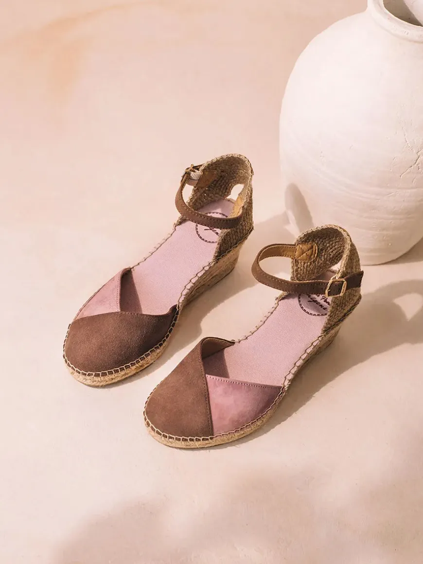BERAL - Women's espadrille in two-tone suede with wedge