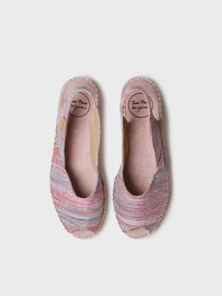 BERI-RG - Women's peep toe espadrille with wedge and striped fabric