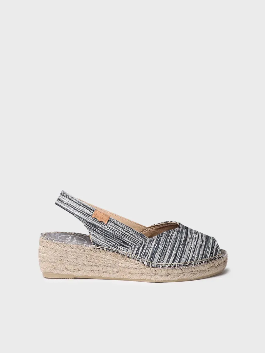 BERI-RG - Women's peep toe espadrille with wedge and striped fabric