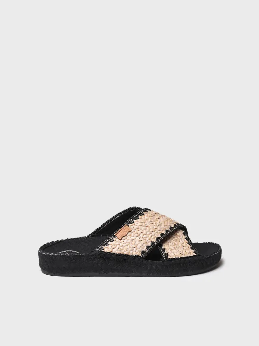 BERTA-IP - Flat women's espadrille in braided fabric with crossed straps
