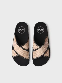 BERTA-IP - Flat women's espadrille in braided fabric with crossed straps
