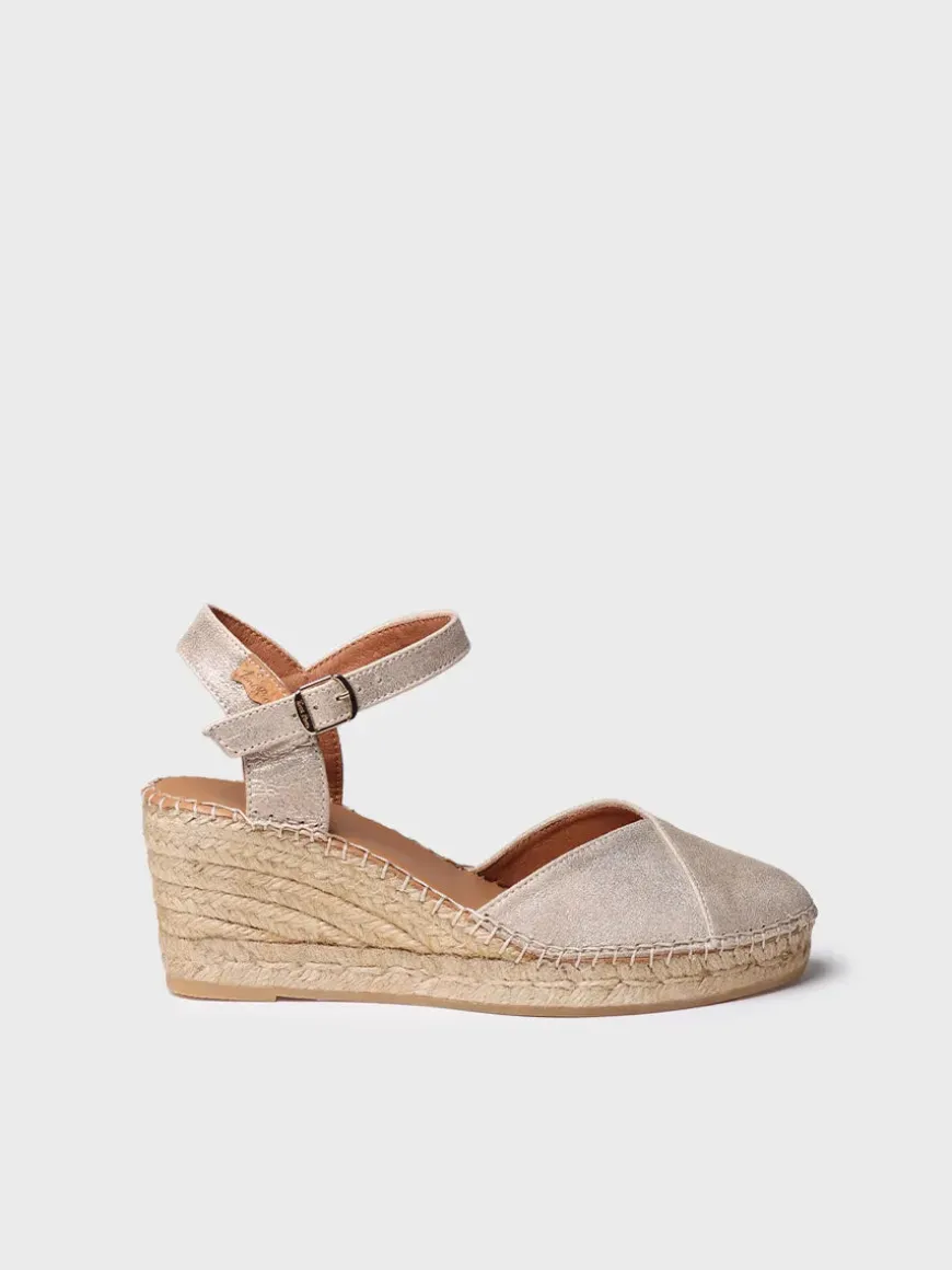 BIANCA-AS - Women's leather espadrille with wedge