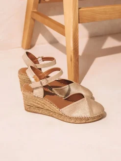 BIANCA-AS - Women's leather espadrille with wedge