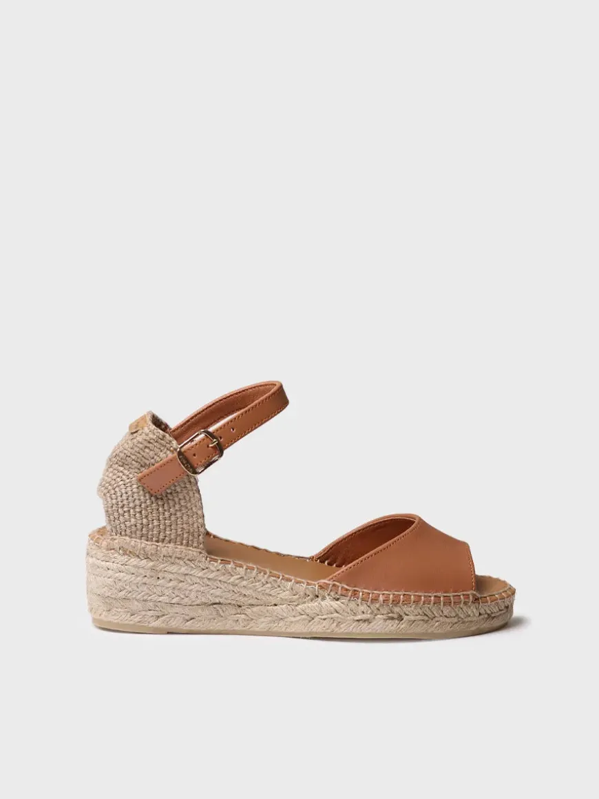 BRIELLA-P - Open espadrille for women with low wedge