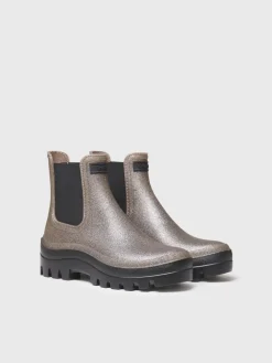 CALGARY - Shiny silver rain boots for women