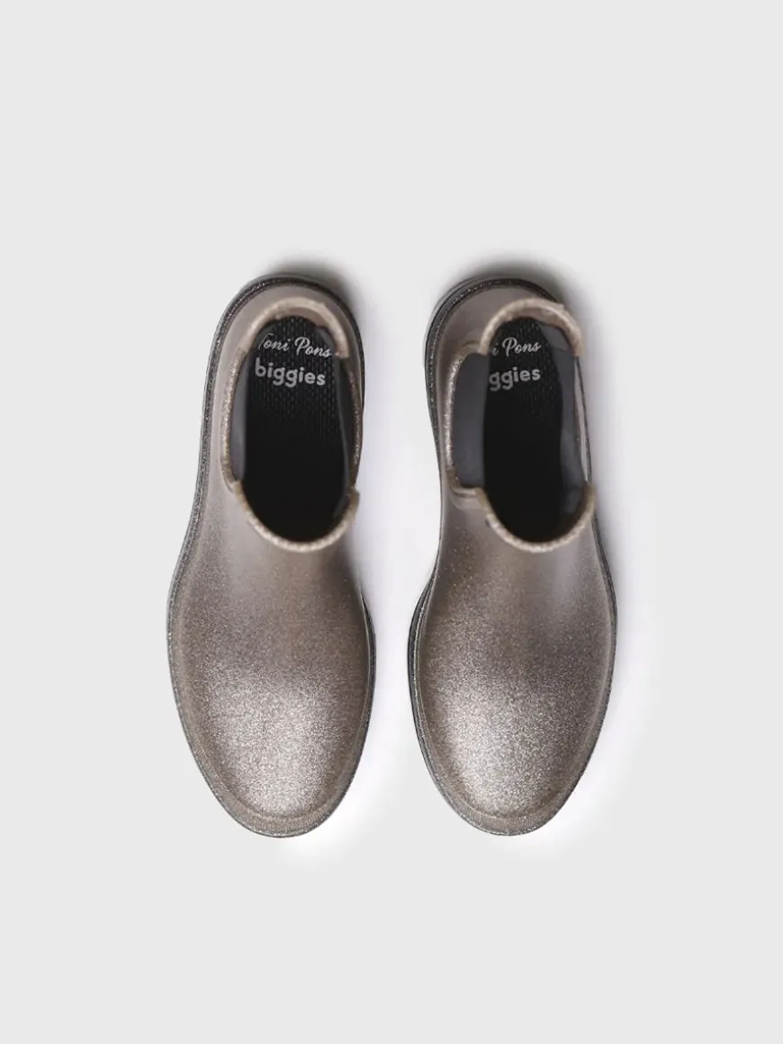 CALGARY - Shiny silver rain boots for women
