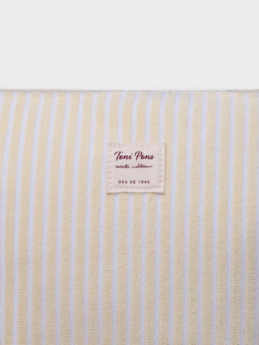 CAMBORIU - Striped toiletry bag in towel-like fabric with zipper