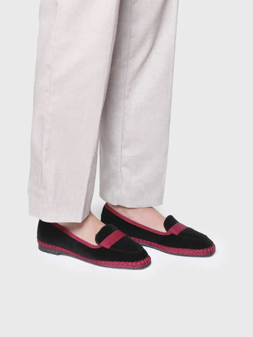 CELINE - Women's black velvet loafers