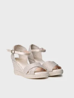 CRISTAL - Open bridal espadrille with wedge and crossed straps
