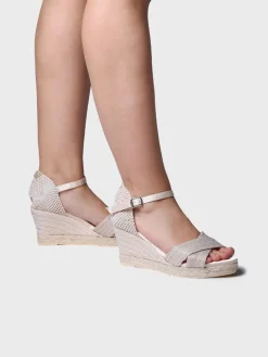 CRISTAL - Open bridal espadrille with wedge and crossed straps