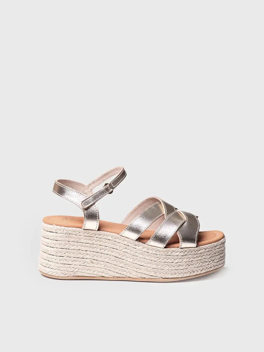 CRISTINA - Gold platform sandal for women