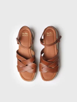 CRISTINA - Platform sandal in Tan colour - CRISTINA