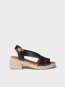 DAMA - Women's espadrille with wide heel and metallic elastics
