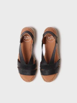 DAMA - Women's espadrille with wide heel and metallic elastics