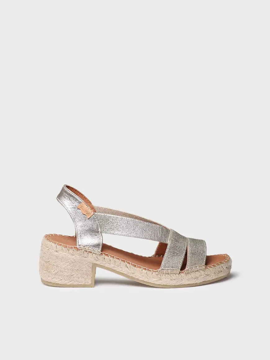 DAMA - Women's espadrille with wide heel and metallic elastics