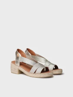DAMA - Women's espadrille with wide heel and metallic elastics