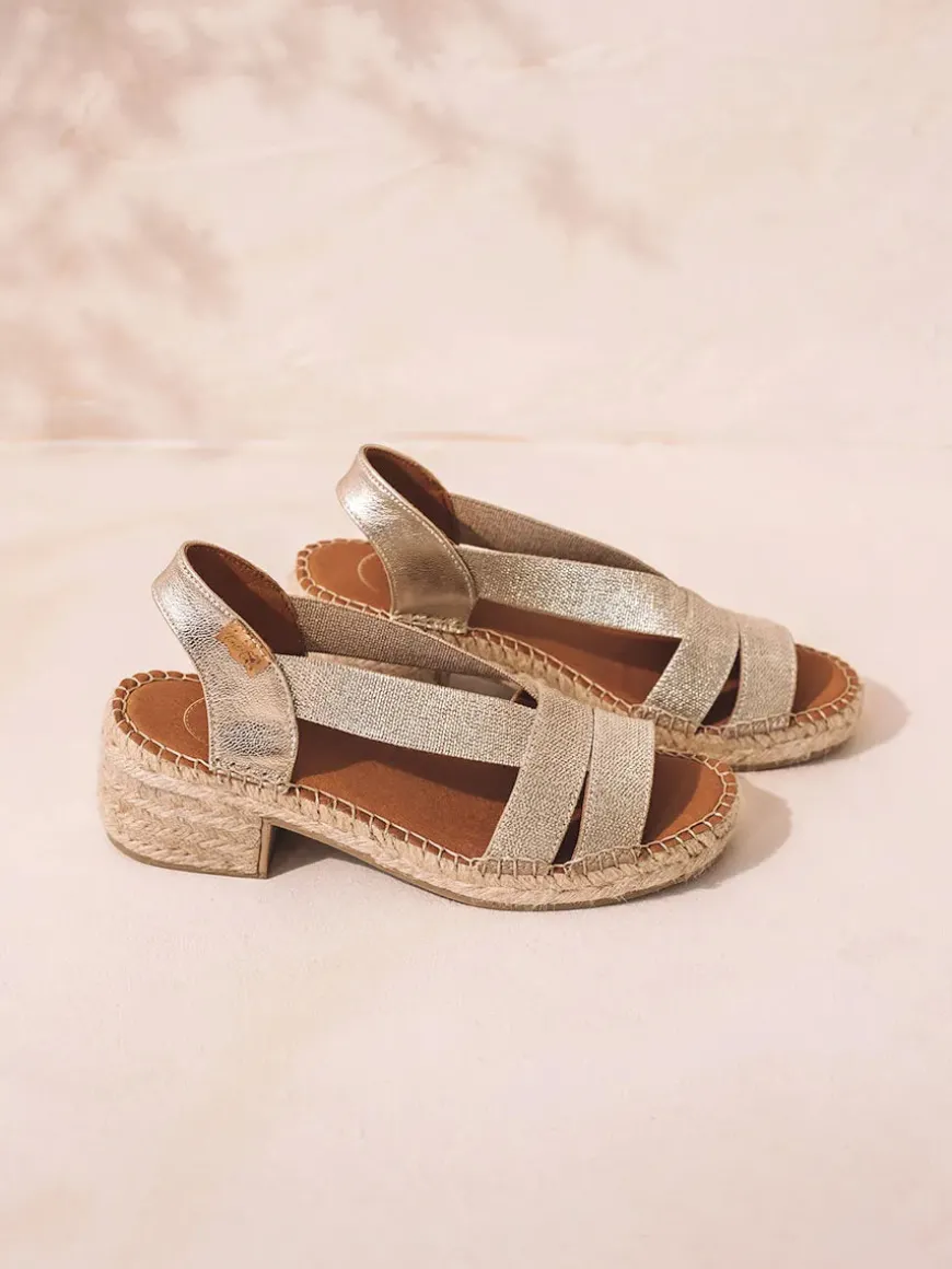 DAMA - Women's espadrille with wide heel and metallic elastics