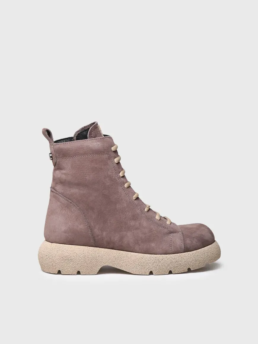 DASHA - Women's nubuck leather boot with laces