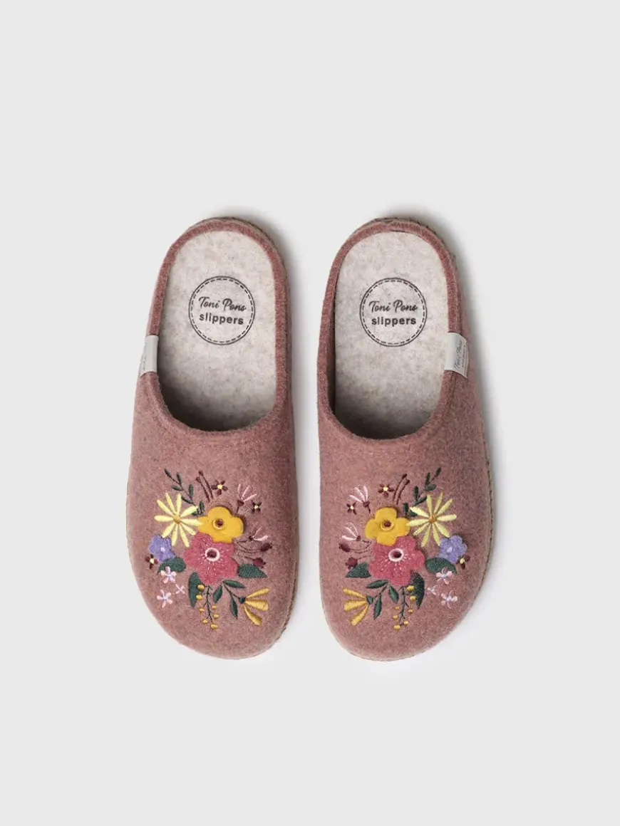 DELI-EF - felt slippers for women with flowers