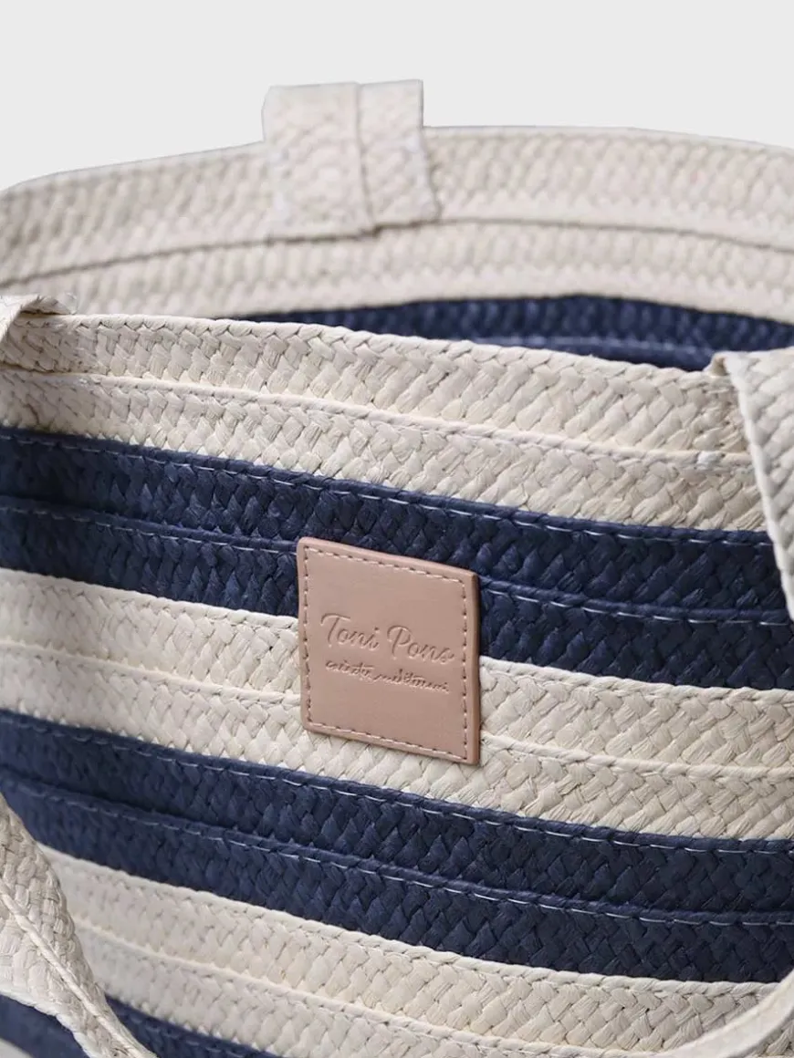 DESI - Large women's raffia bag with sailor stripes