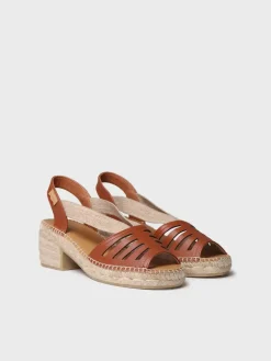 DIMA - Women's leather espadrille with wide heel and elastic