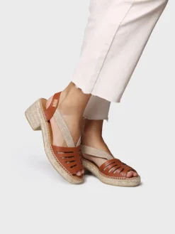 DIMA - Women's leather espadrille with wide heel and elastic