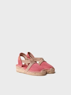 EDITA-V - Children's espadrille in plain fabric with wedge and elastics