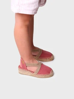 EDITA-V - Children's espadrille in plain fabric with wedge and elastics