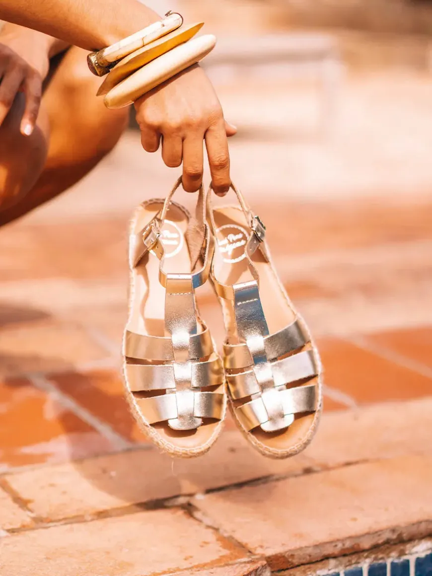 EMMA - Women's flat fisherman sandals in leather