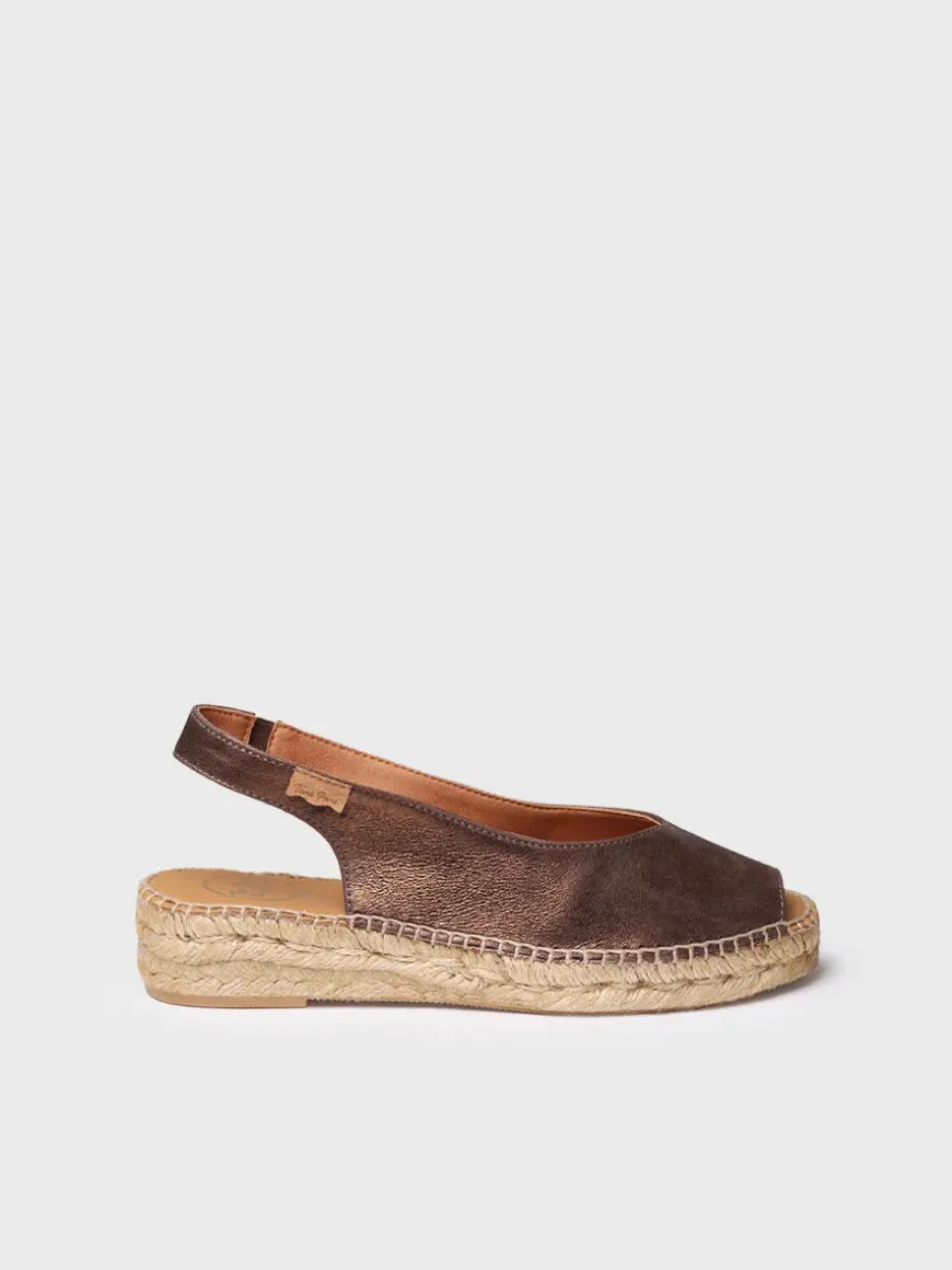 ERICA-AS - Women's peep toe espadrille in shiny leather