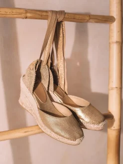 FLORINA - Valencian espadrille for women with wedge and ribbons