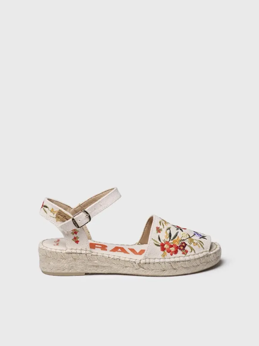 GARBET - Women's flat sandal with multicoloured embroidery