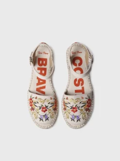 GARBET - Women's flat sandal with multicoloured embroidery