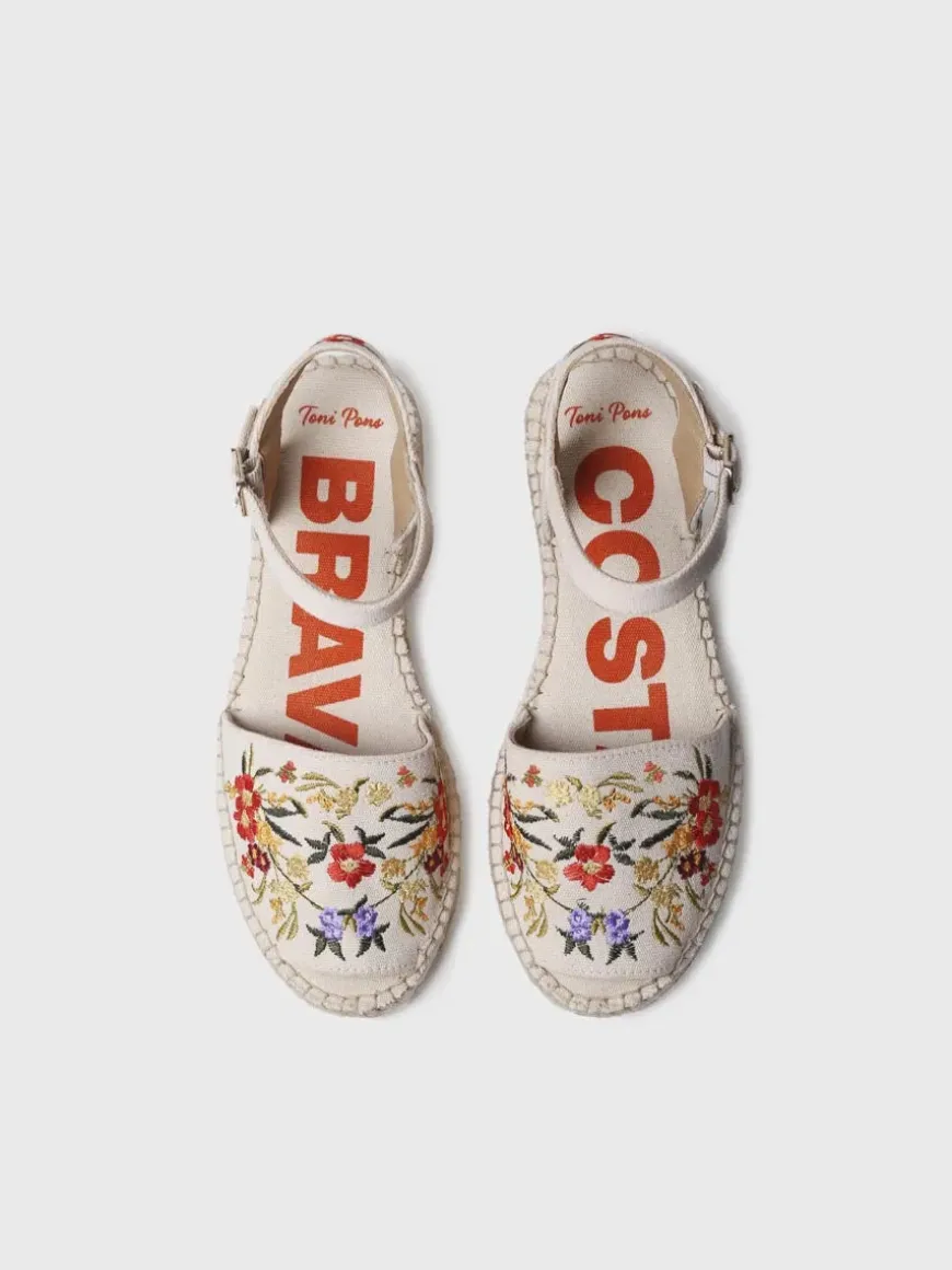 GARBET - Women's flat sandal with multicoloured embroidery