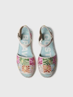 GARBET - Women's flat sandal with multicoloured embroidery