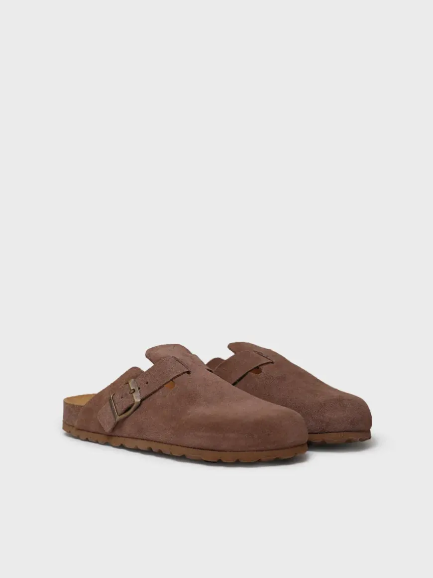 GEMINA-QT - Women's clog in suede with buckle - GEMINA-QT