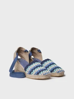 GEORGINA - Women's wedge espadrille in multicolour crochet