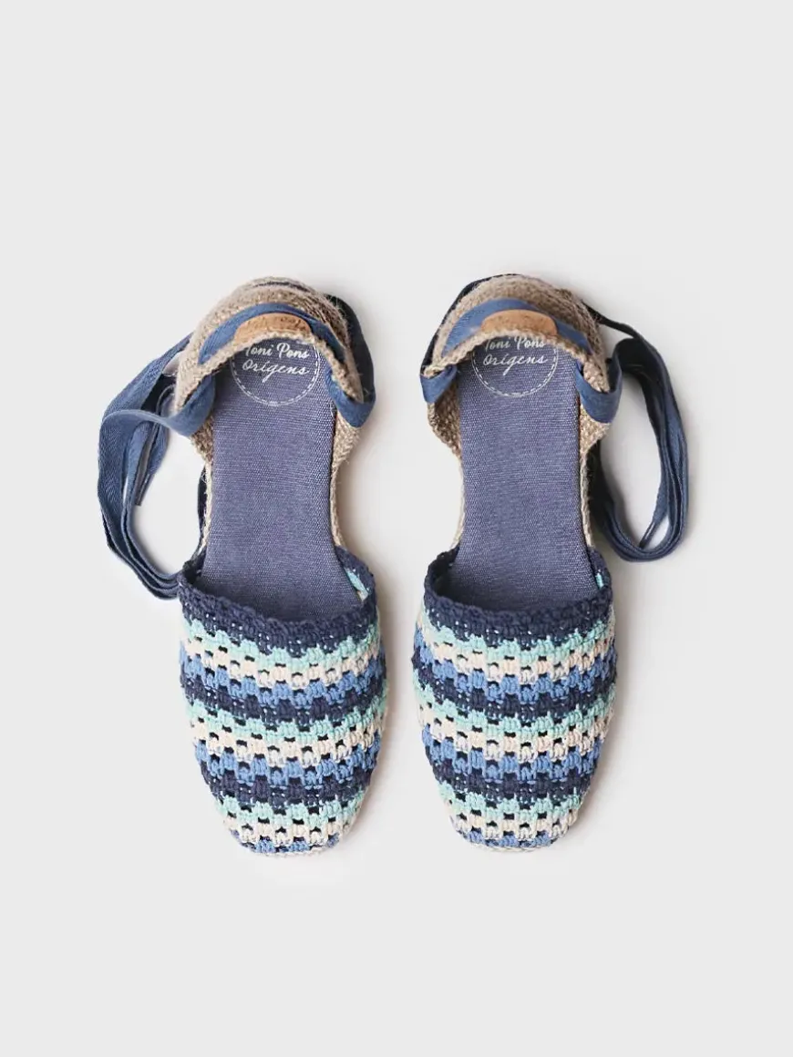 GEORGINA - Women's wedge espadrille in multicolour crochet